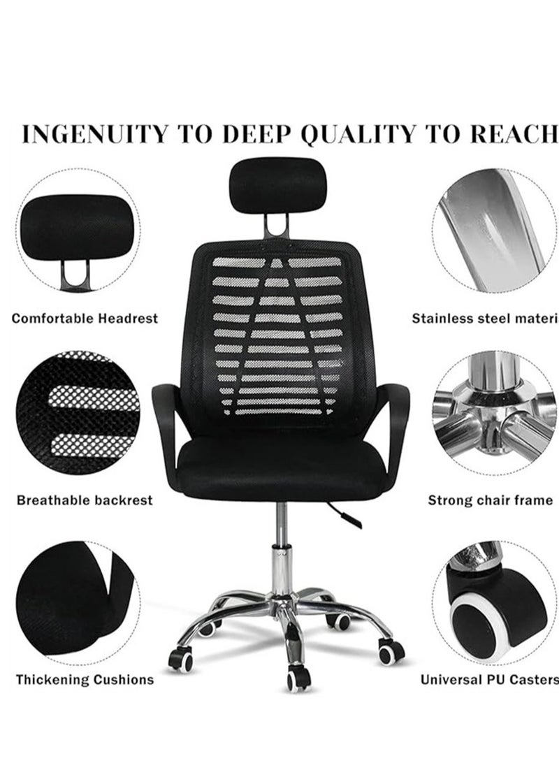 Generic Office Chair Comfortable Rotating Office Chair with Wheels, Black Chair for Studio with Leading Backrest  - Image 1
