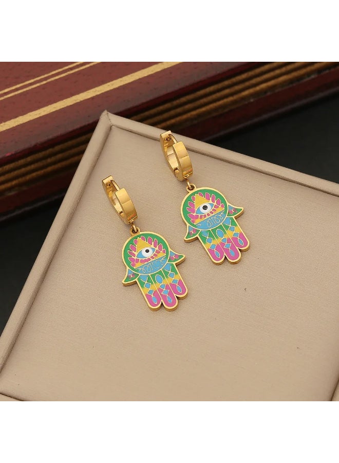 Colorful Stainless Steel Hand Earring  - Image 2