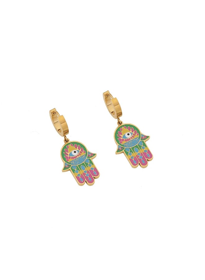 Colorful Stainless Steel Hand Earring  - Image 1