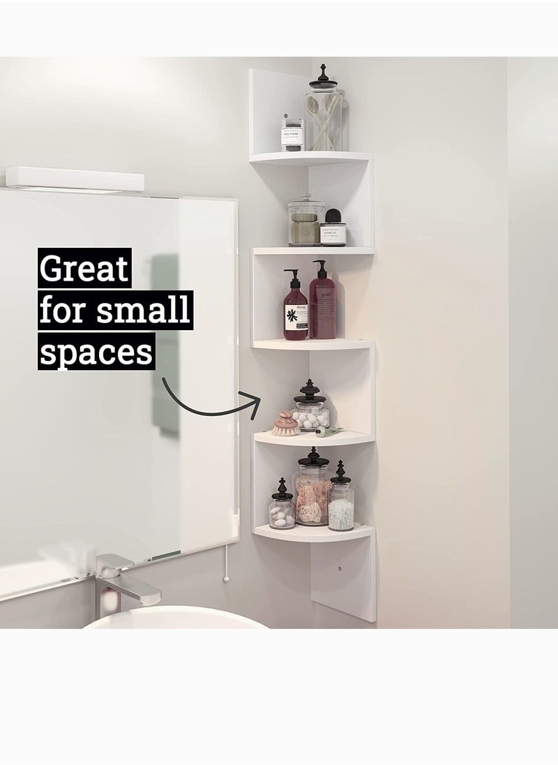 MIXDE Corner Shelf 5 Tier Shelves For Wall Storage,Easy-To-Assemble Floating Wall Mount Shelves For Bedrooms And Living Rooms,Espresso Finish  - Image 5