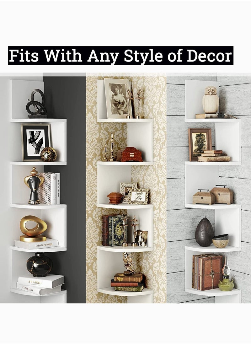 MIXDE Corner Shelf 5 Tier Shelves For Wall Storage,Easy-To-Assemble Floating Wall Mount Shelves For Bedrooms And Living Rooms,Espresso Finish  - Image 3