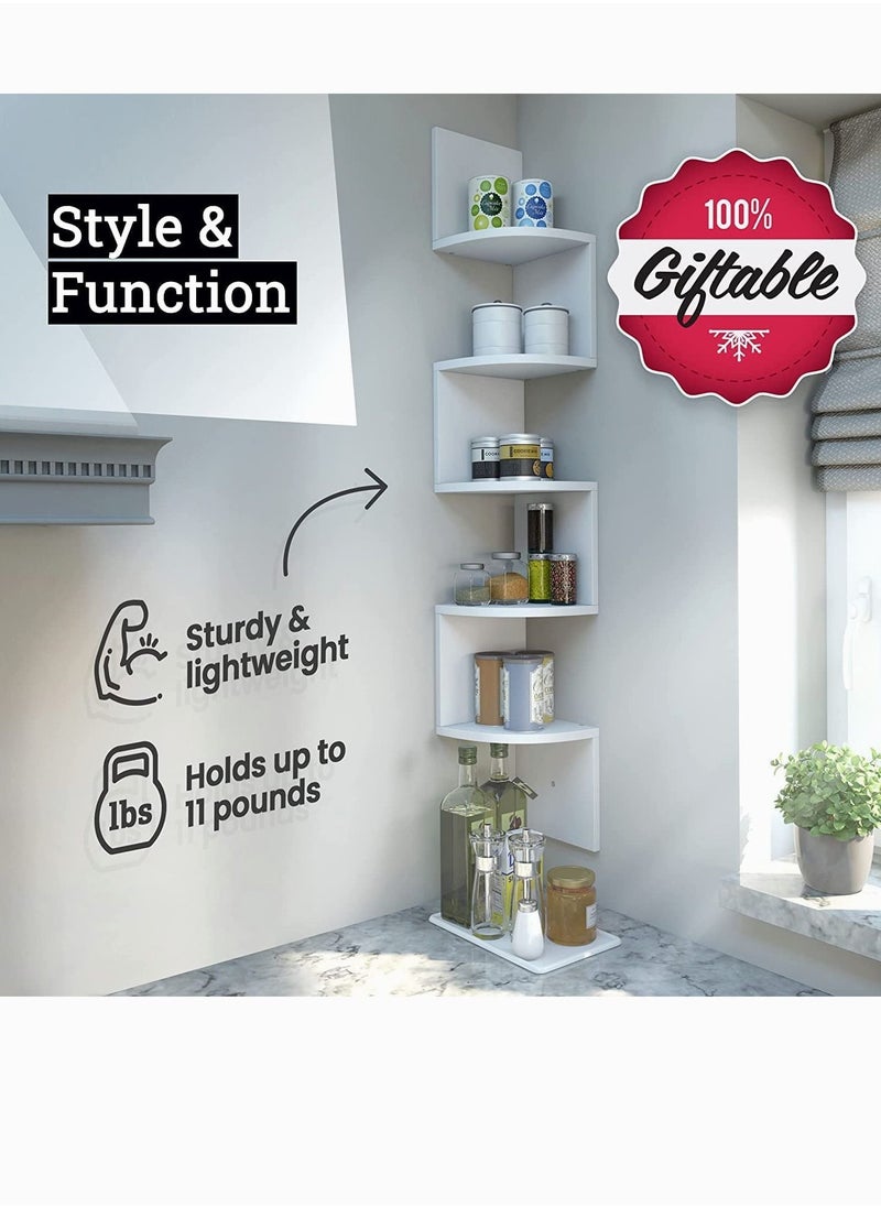 MIXDE Corner Shelf 5 Tier Shelves For Wall Storage,Easy-To-Assemble Floating Wall Mount Shelves For Bedrooms And Living Rooms,Espresso Finish  - Image 4