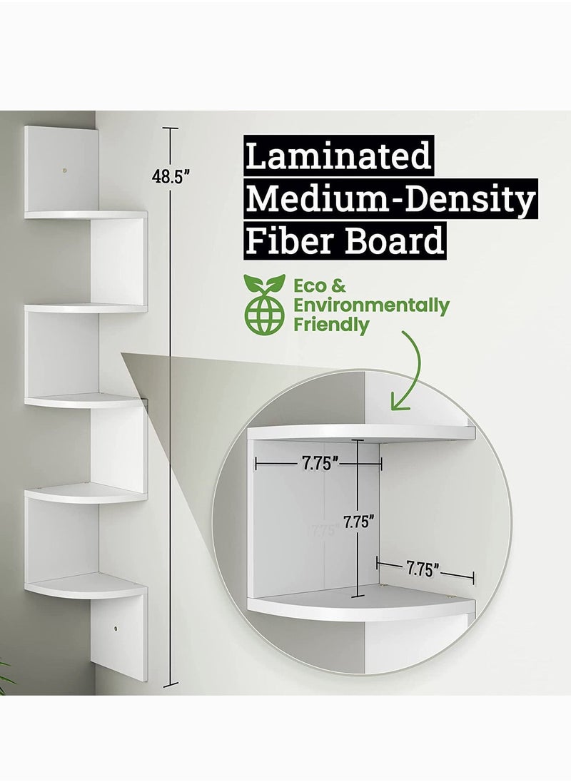 MIXDE Corner Shelf 5 Tier Shelves For Wall Storage,Easy-To-Assemble Floating Wall Mount Shelves For Bedrooms And Living Rooms,Espresso Finish  - Image 2