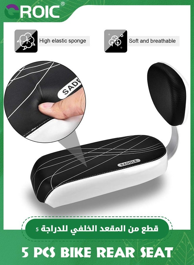 GROIC مجموعة مقعد خلفي للدراجة - وسادة مقعد خلفي، مسند ذراع، مسند قدم، وجنجل، مقعد خلفي للدراجة، مقعد حامل للأطفال، مسند خلفي لمقعد الأطفال، دواسات أقدام خلفية، وسادة أمان للدراجة للأطفال، مسند ظهر - Image 2