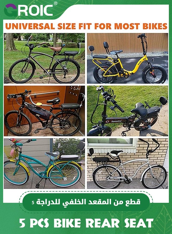 GROIC مجموعة مقعد خلفي للدراجة - وسادة مقعد خلفي، مسند ذراع، مسند قدم، وجنجل، مقعد خلفي للدراجة، مقعد حامل للأطفال، مسند خلفي لمقعد الأطفال، دواسات أقدام خلفية، وسادة أمان للدراجة للأطفال، مسند ظهر - Image 5
