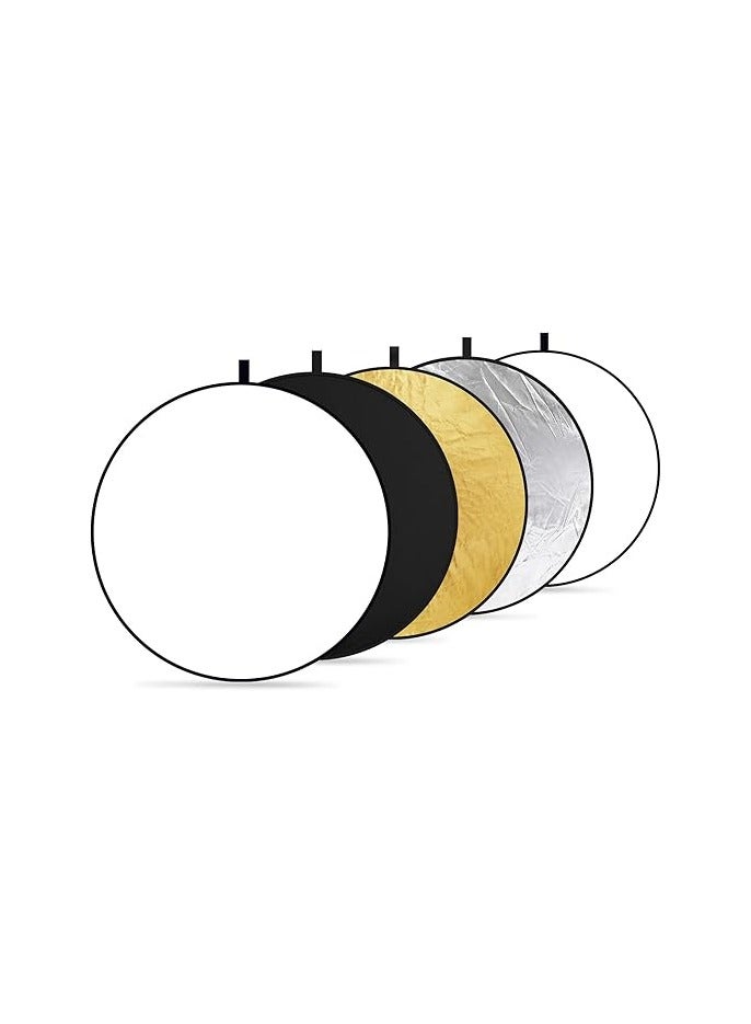 NEEWER 32 Inch/80 Centimeter Light Reflector Light Diffuser 5 in 1 Collapsible Multi Disc with Bag - Translucent, Silver, Gold, White, and Black for Studio Photography Lighting and Outdoor Lighting multicolour - Image 1