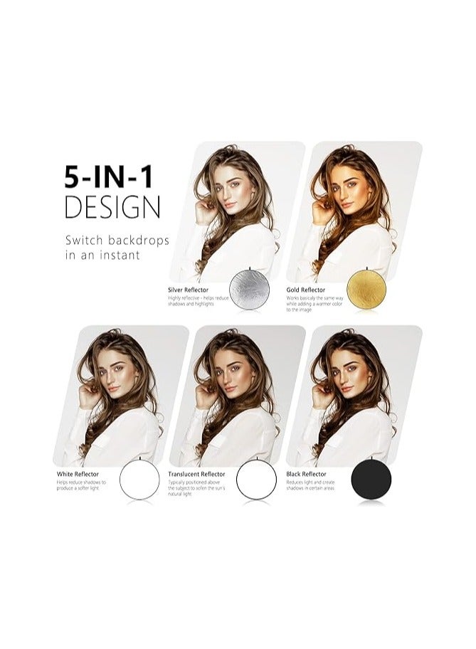 NEEWER 32 Inch/80 Centimeter Light Reflector Light Diffuser 5 in 1 Collapsible Multi Disc with Bag - Translucent, Silver, Gold, White, and Black for Studio Photography Lighting and Outdoor Lighting multicolour - Image 5