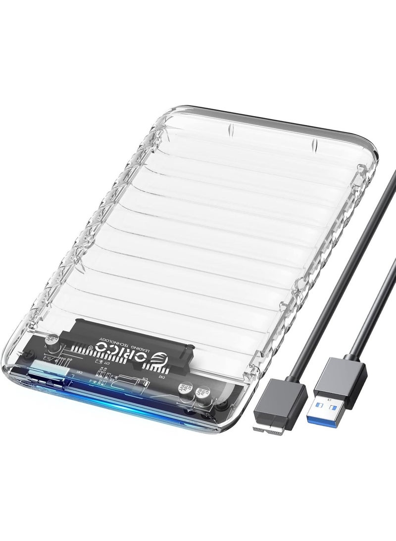 ORICO 2.5 inch External Hard Drive Enclosure USB 3.0 to SATA III Tool-Free Clear Hard Disk Case for 7mm 9.5mm SATA HDD SSD Max 6TB Support UASP (2139U3) - Image 1