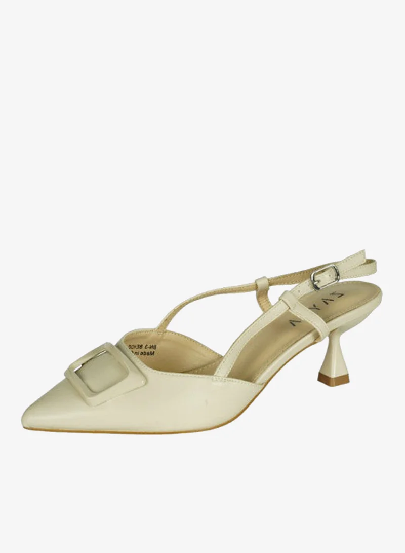 Zayna Beige 221-14 Zayna Ladies  Fashion Mid Heel  Backstrap  Sandals BN-3 Beige for Women | Best Price UAE