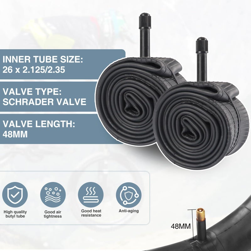 WEEROCK 26 x 2.3 (57-559) MTB Bike Tire Two Pack 26 Inch Tires Folding Bead Replacement Tyre 2.3 Inch Wide Mountain Bicycle Tires with Inner Tubes for 26" Bicycles, Brown Wall Side - Image 4