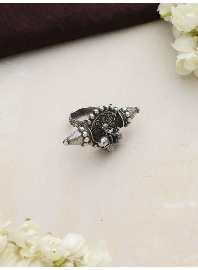trueBrowns  trueBrowns Silver Tone Ghungroo Ring for Women | Best Price UAE