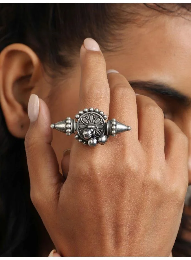 trueBrowns  trueBrowns Silver Tone Ghungroo Ring for Women | Best Price UAE