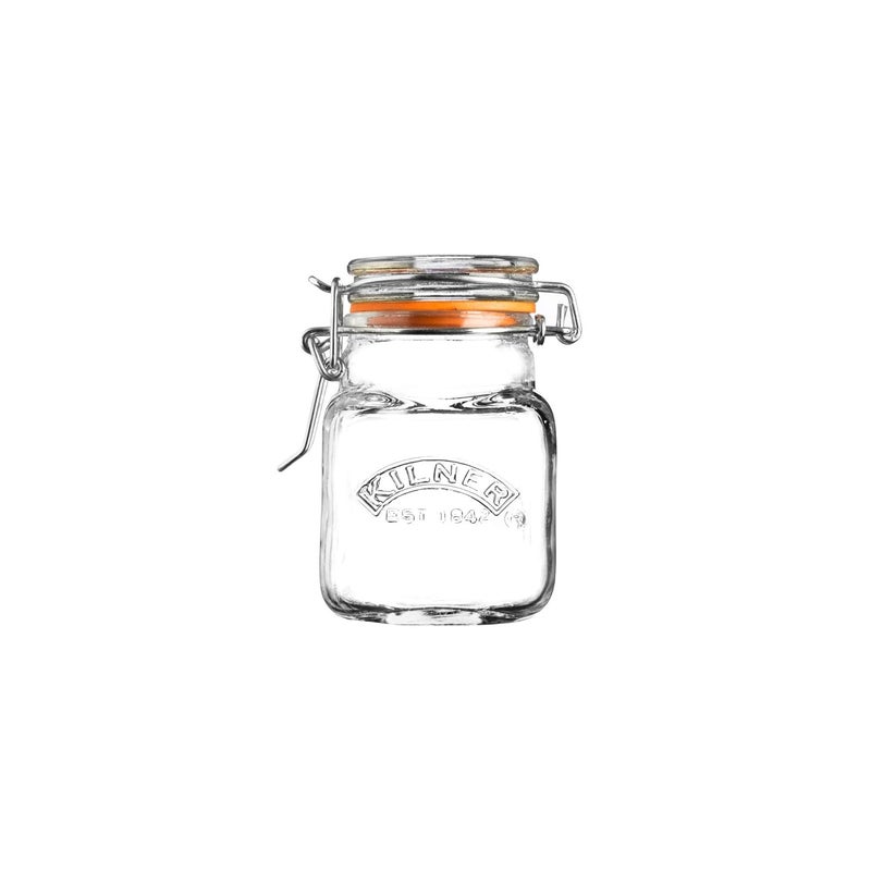 Kilner Premium Borosilicate Clip Top Glass Jar for thinKitchen, 70ML, 1 Pieces Square for Food Storage Container | Dry Fruit | Grains | Spices - Image 1