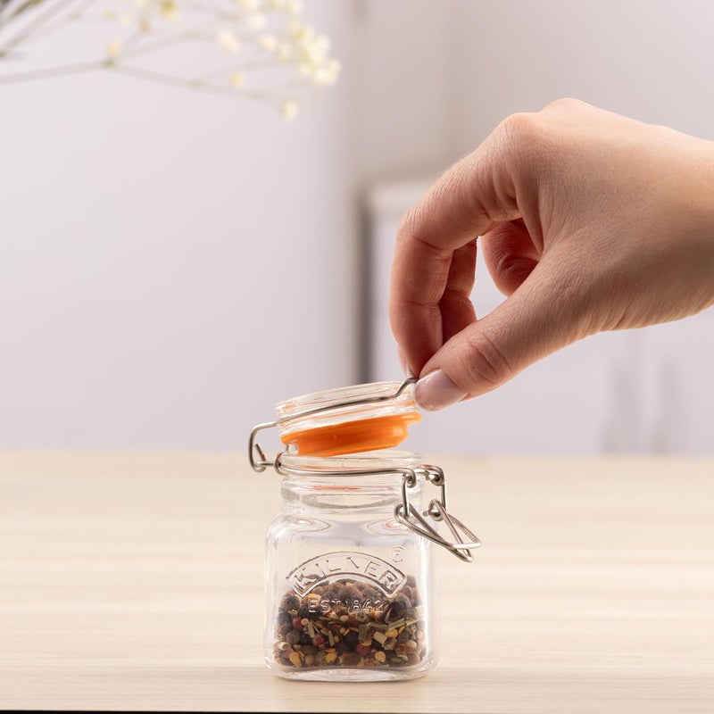 Kilner Premium Borosilicate Clip Top Glass Jar for thinKitchen, 70ML, 1 Pieces Square for Food Storage Container | Dry Fruit | Grains | Spices - Image 3