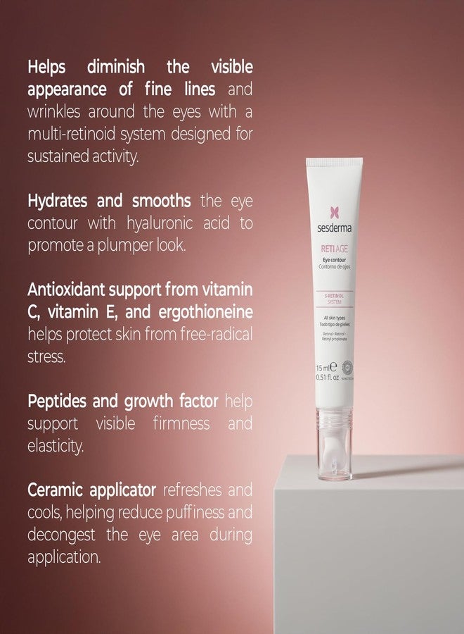 Sesderma RETI AGE Ceramic Eye Contour, 0.5 fl oz | Age-defying Retinoid Eye Cream with 3-Retinol System, Hyaluronic Acid & Antioxidants | Reduces Appearance of Fine Lines, Wrinkles & Dark Circles - Image 2