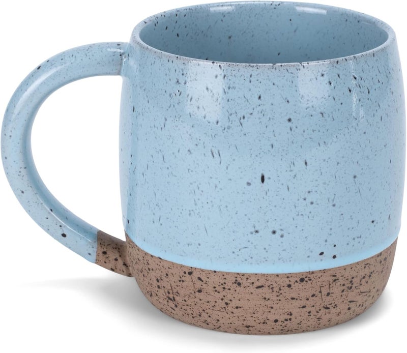 Elanze Designs Speckled Raw Bottom 17 ounce Ceramic Mugs Pack of 2 Ice Blue - Image 4