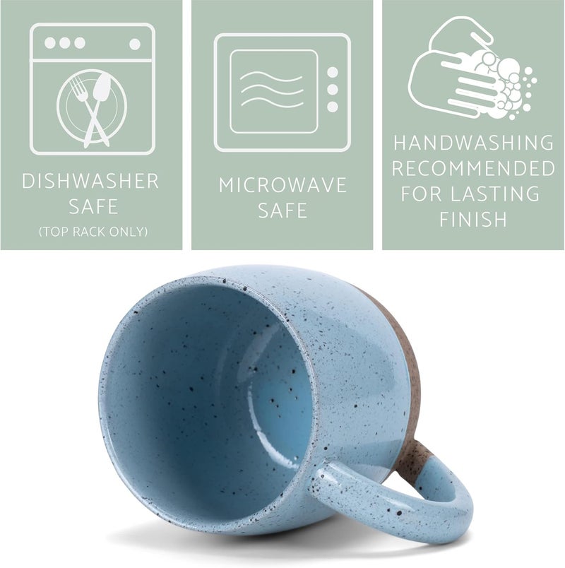 Elanze Designs Speckled Raw Bottom 17 ounce Ceramic Mugs Pack of 2 Ice Blue - Image 5