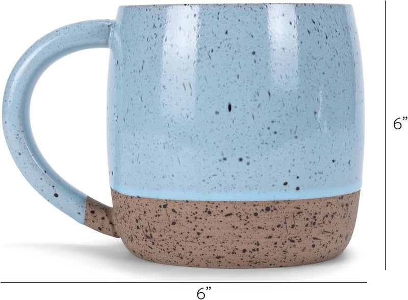 Elanze Designs Speckled Raw Bottom 17 ounce Ceramic Mugs Pack of 2 Ice Blue - Image 3