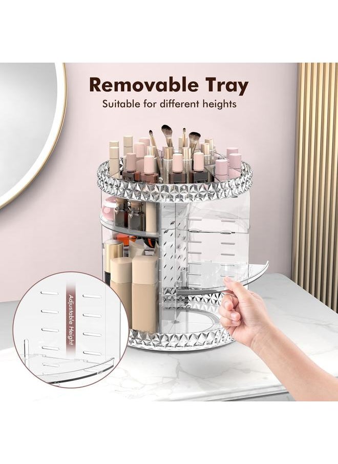 yongsheng Rotating Makeup Organizer - Adjustable Shelf Height and Fully Rotatable, The Perfect Round Spinning Cosmetic Organizer for Bedroom  - Image 4