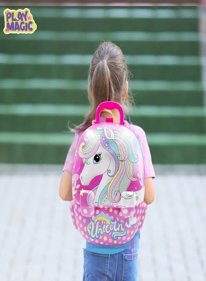 PlayMagic Unicorn Portable Backpack Dressing Set | Pretend Play Set with Makeup Accessories for Kids | Suitcase Toy | Birthday Gift for Girls - Image 4