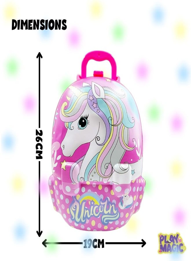 PlayMagic Unicorn Portable Backpack Dressing Set | Pretend Play Set with Makeup Accessories for Kids | Suitcase Toy | Birthday Gift for Girls - Image 2