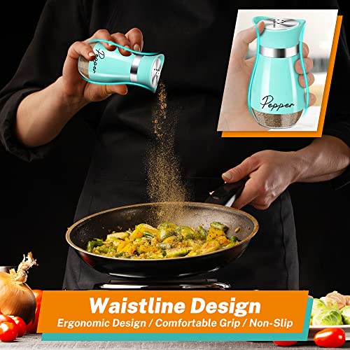 Arrozon Salt and Pepper Shakers Set,4 oz Glass Bottom Salt Pepper Shaker with Stainless Steel Lid for Kitchen Cooking Table, RV, Camp,BBQ Refillable Design (Cyan-Blue) - Image 5