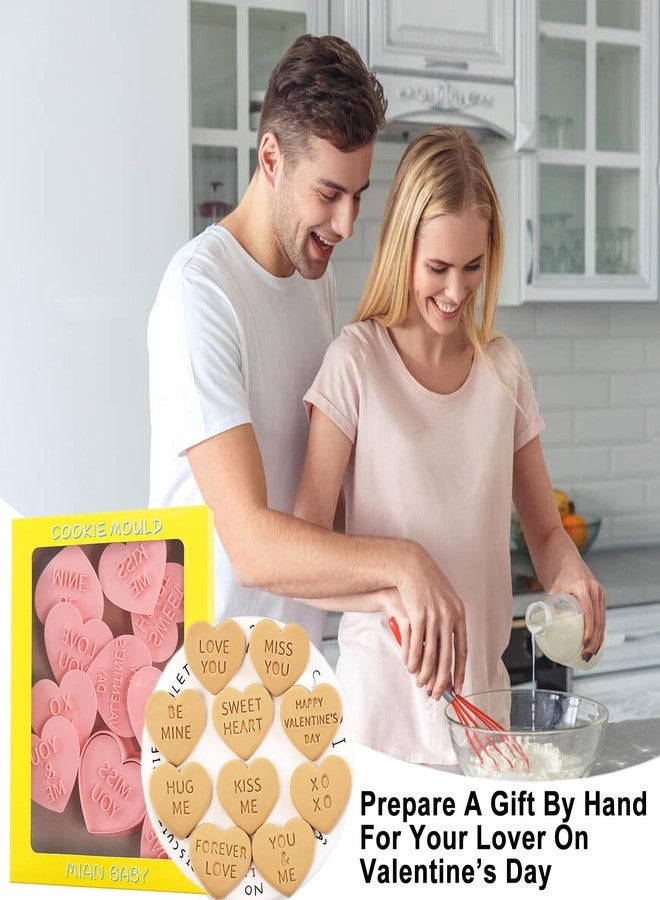 WUXTANGZ 110Pcs Valentine's Day Cookie Cutters, 3D Hearts Cookie Stamps & Cookie Treat Bags Set, Plastic Cookie Press Cookie Mould Kitchen Tools for Party DIY Baking Supplies (Hearts C) - Image 5