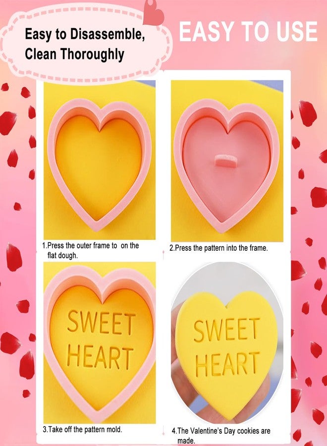 WUXTANGZ 110Pcs Valentine's Day Cookie Cutters, 3D Hearts Cookie Stamps & Cookie Treat Bags Set, Plastic Cookie Press Cookie Mould Kitchen Tools for Party DIY Baking Supplies (Hearts C) - Image 3