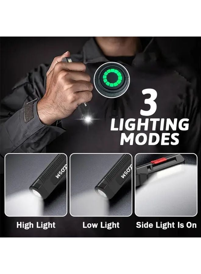 USB Rechargeable LED Pen Light Portable Mini Flashlight With Side Emergency Lamp - Image 5