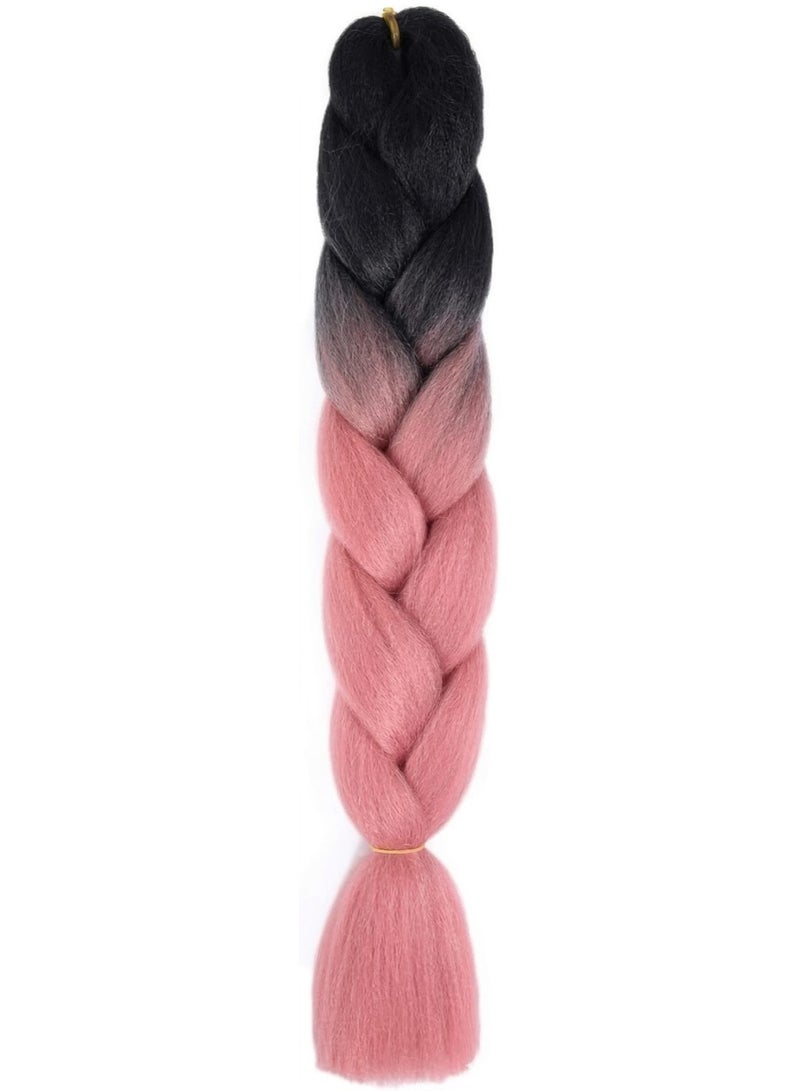 Ombre Black to Pink Kanekalon Braiding Hair Extensions for Box Braids & Afro Styles - 90cm Long - Professional Synthetic Hair - Image 1