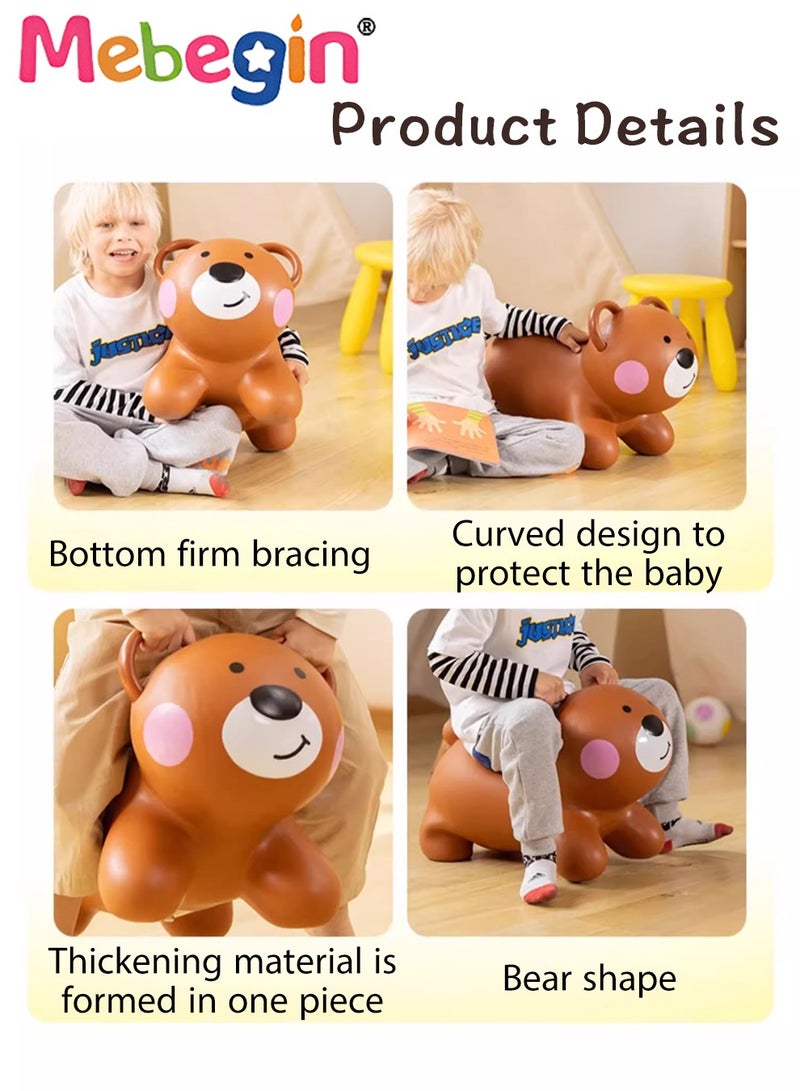MEBEGIN Bouncy Bear with a Pump, Inflatable Ride-on Toy with Adorable Appearance, Durable Bouncy hopper, Inflatable Bouncing Animal with 4-leged Support, No Limited Playing Areas, Ideal Gift for Kids, 38*29*50cm - Image 5