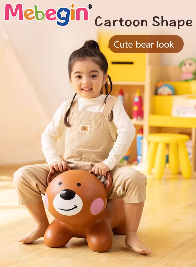 MEBEGIN Bouncy Bear with a Pump, Inflatable Ride-on Toy with Adorable Appearance, Durable Bouncy hopper, Inflatable Bouncing Animal with 4-leged Support, No Limited Playing Areas, Ideal Gift for Kids, 38*29*50cm - Image 2
