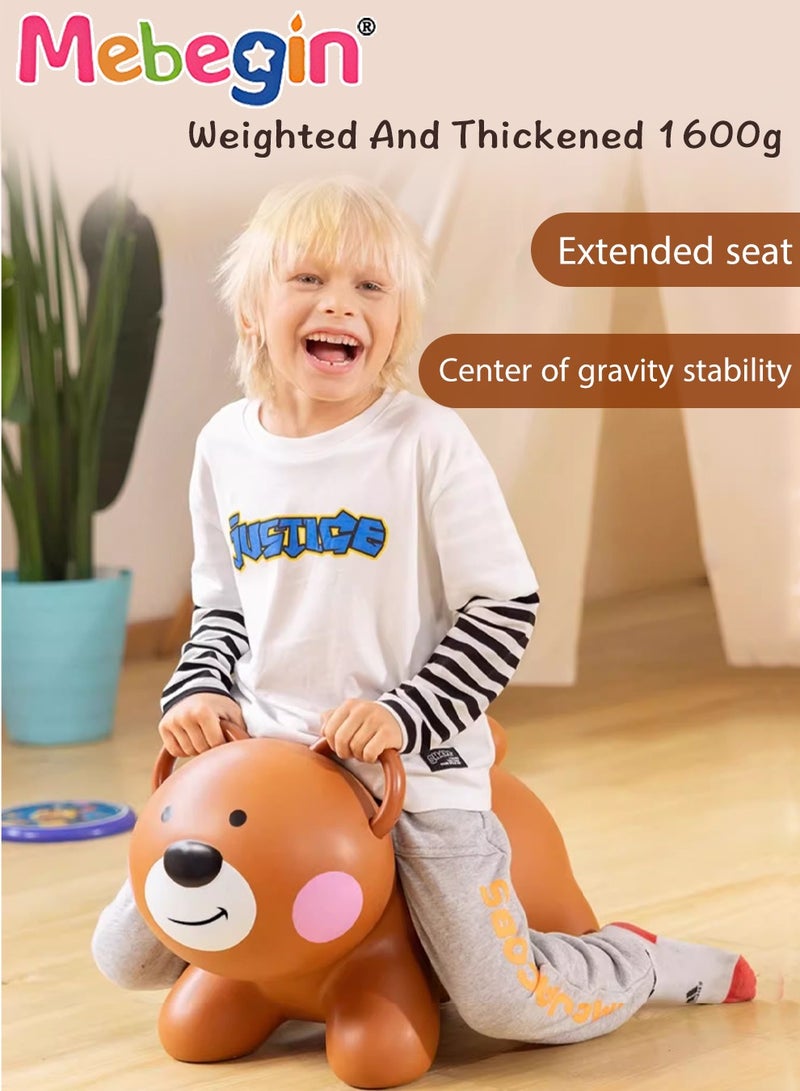 MEBEGIN Bouncy Bear with a Pump, Inflatable Ride-on Toy with Adorable Appearance, Durable Bouncy hopper, Inflatable Bouncing Animal with 4-leged Support, No Limited Playing Areas, Ideal Gift for Kids, 38*29*50cm - Image 4