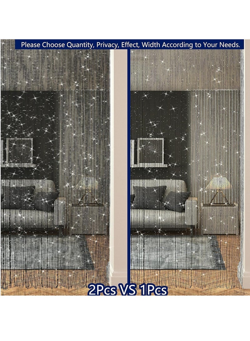 SYOSI Door String Curtains Living Room Divider 2 Pcs Bedroom Doorway Hanging Hippie Sequin Decor Fringe Curtain Closet Window Wall Panels Kitchen Party Decorations Tassel Screen Boho Black 39"×79" in - Image 2