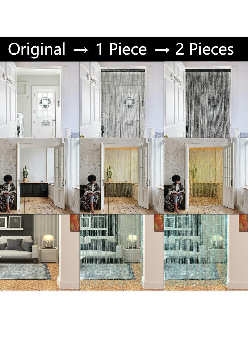 SYOSI Door String Curtains Living Room Divider 2 Pcs Bedroom Doorway Hanging Hippie Sequin Decor Fringe Curtain Closet Window Wall Panels Kitchen Party Decorations Tassel Screen Boho Black 39"×79" in - Image 3