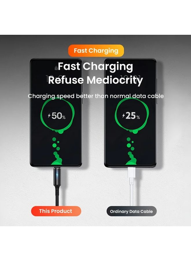 Red USB A To Type C Fast Charging Cable 3A Short Data Transfer Wire With Charging Indicator Light - Image 4