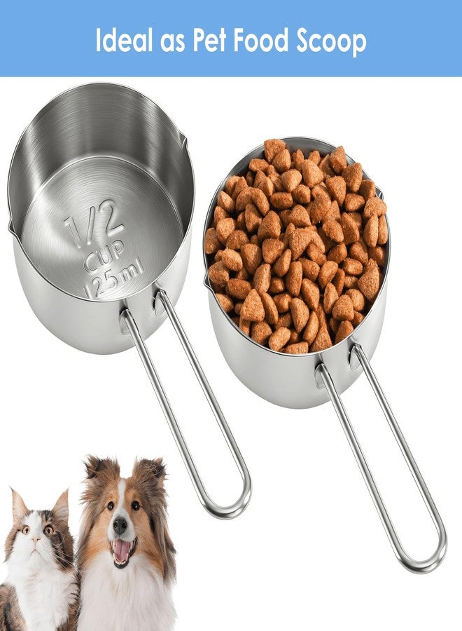 YOUEON 6 Pcs 1/2 Cup (125ml) Stainless Steel Measuring Scoops, Metal Measuring Cups with Handle for Dog Food, Coffee, Baking, Cooking, Dishwasher Safe - Image 5