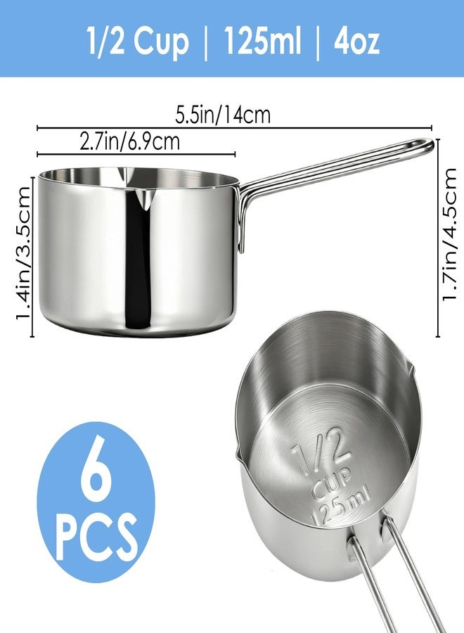 YOUEON 6 Pcs 1/2 Cup (125ml) Stainless Steel Measuring Scoops, Metal Measuring Cups with Handle for Dog Food, Coffee, Baking, Cooking, Dishwasher Safe - Image 2