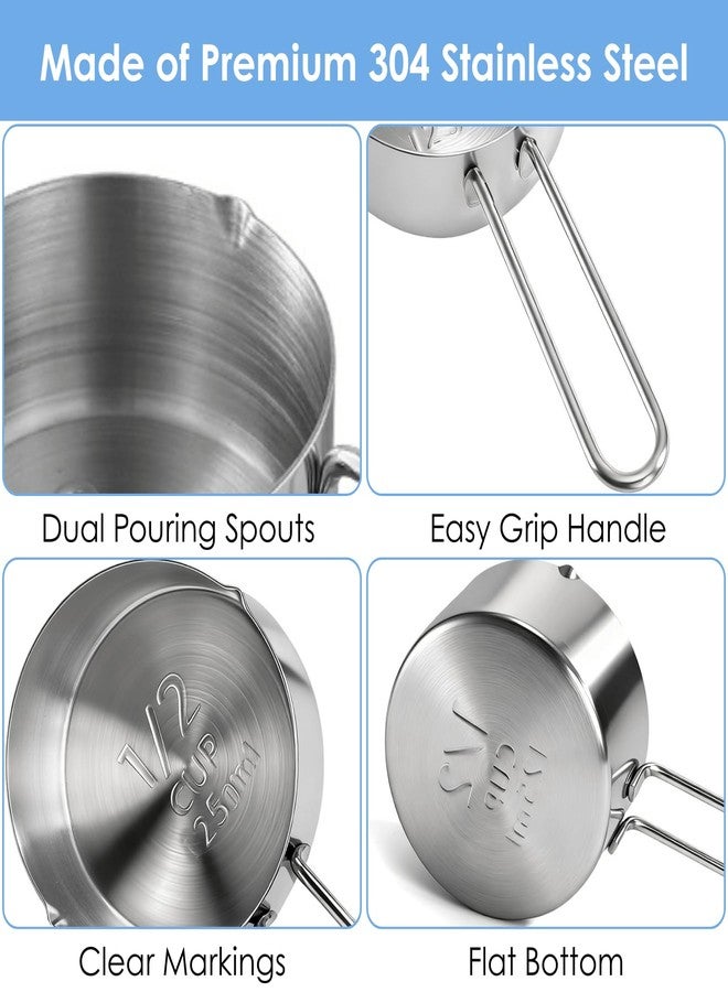YOUEON 6 Pcs 1/2 Cup (125ml) Stainless Steel Measuring Scoops, Metal Measuring Cups with Handle for Dog Food, Coffee, Baking, Cooking, Dishwasher Safe - Image 3