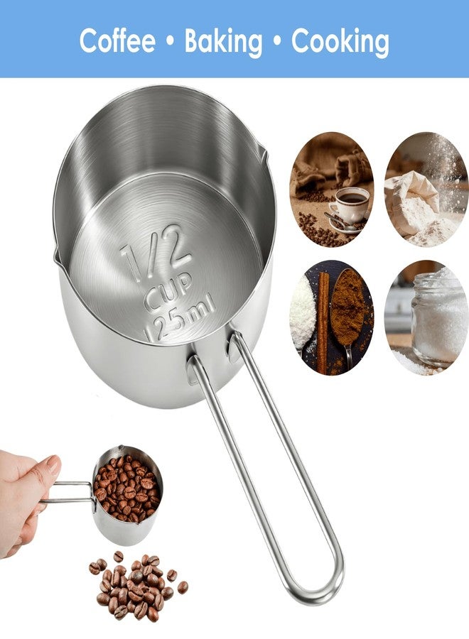 YOUEON 6 Pcs 1/2 Cup (125ml) Stainless Steel Measuring Scoops, Metal Measuring Cups with Handle for Dog Food, Coffee, Baking, Cooking, Dishwasher Safe - Image 4
