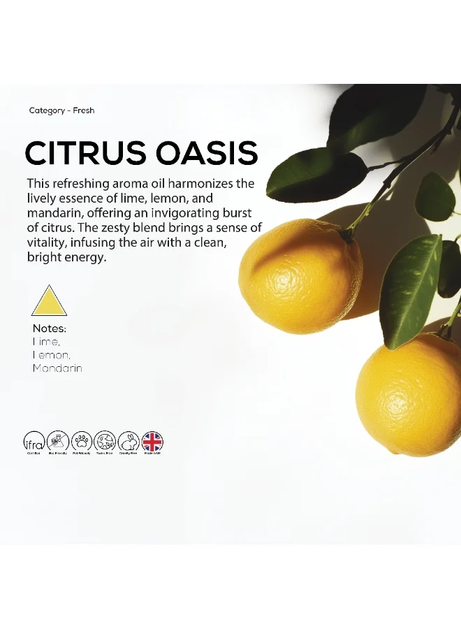Dr Scent Dr Scent Diffuser Aroma Oil  Citrus Oasis, Feel the Distinctive Notes of Crisp Lime and Lemon, With Aromatic Strong Notes of Mandarin (500ml)