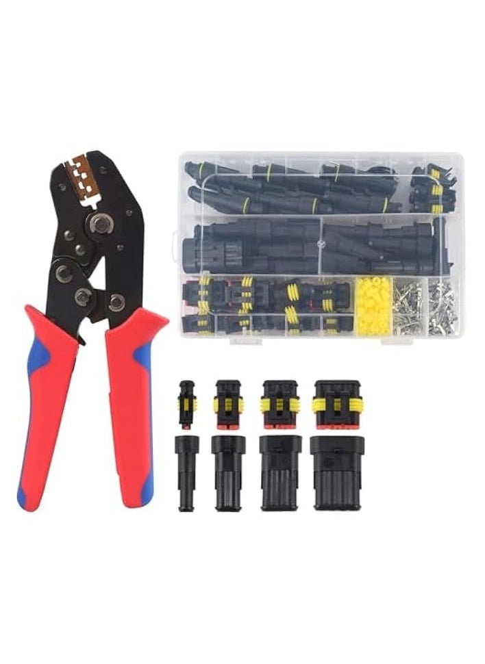 PROMASS 352PCS 26 Kits Automotive Electrical Connectors With Ratcheting Wire Crimper, 1/2/3/4/ Pin Automotive Wire Connectors Wiring Connectors Kit  - Image 1