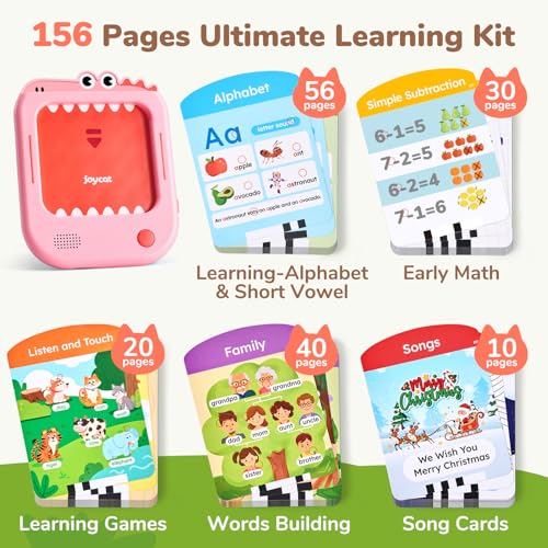 JoyCat Kids Learning Tablet 156 Pages TaptoRead Flash Cards with 20 Interactive Games Montessori Toy for Alphabet Phonics Words Simple Math Songs Birthday Gifts for 26 Years Old - Image 5