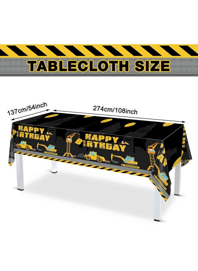 Tiamon 173 Pcs Construction Birthday Party Supplies Serves 24 Include Construction Tablecloth Dump Truck Banners Construction Theme Plates Napkins Tableware Set For Kids Construction Birthday Party Supply - Image 4