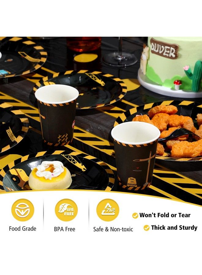Tiamon 173 Pcs Construction Birthday Party Supplies Serves 24 Include Construction Tablecloth Dump Truck Banners Construction Theme Plates Napkins Tableware Set For Kids Construction Birthday Party Supply - Image 5