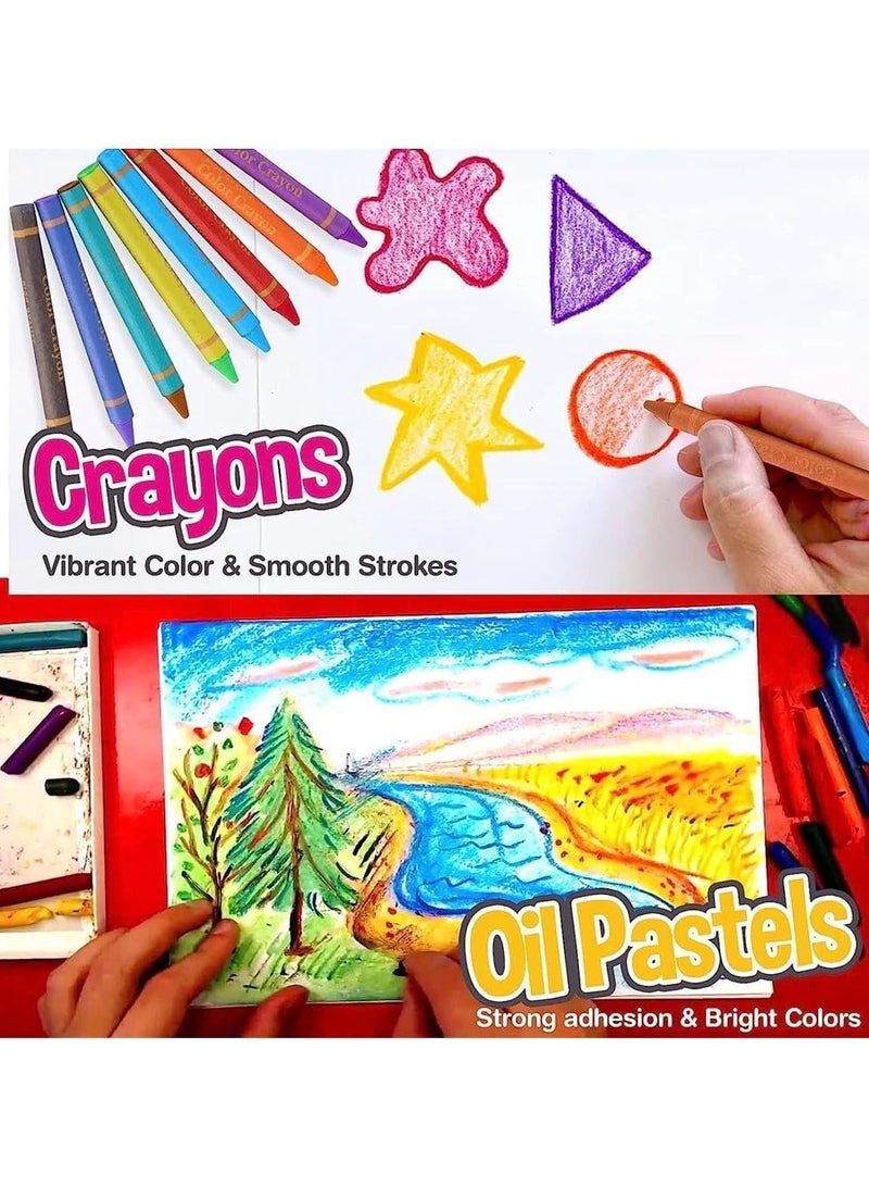 VUCATIN 208 PCS Drawing Art Kit Art Supplies Gifts for Girls Boys Teens Art Set Crafts Case with Double Sided Trifold Easel Includes Watercolor Pens Oil Pastels Crayons Colored Pencils (Pink) - Image 5