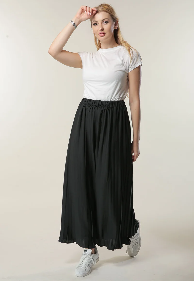 Moistreet Pleated High Waist Maxi Skirt
