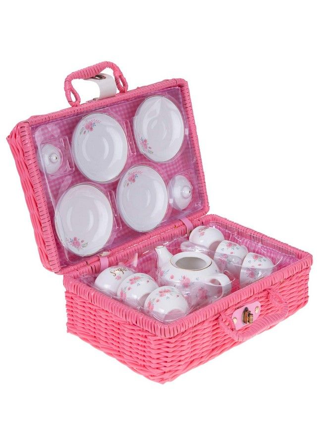 JewelKeeper Porcelain Tea Set For Girls Pink Ceramic Tea Cups With Pink Box Tea Glass Toy For Kids Tea Party Ideal Gift For Toddlers And Children'S Ages 3 Years Old Floral Design 13 Pieces - Image 4