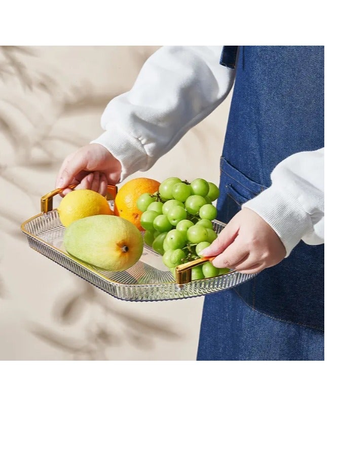 3 Pcs Serving Tray Set Elegant Oval Fruit Serving Platters Set, PET Plastic Transparent Snack Trays with Handles - Image 3