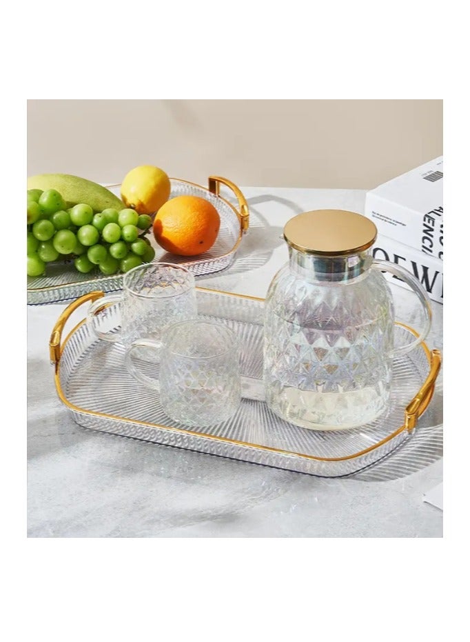 3 Pcs Serving Tray Set Elegant Oval Fruit Serving Platters Set, PET Plastic Transparent Snack Trays with Handles - Image 5